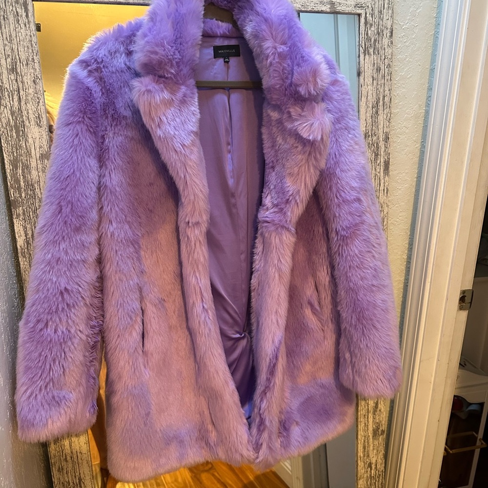 MAJORELLE Purple Faux Fur Coat